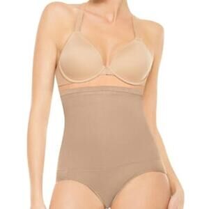 SPANX Firm Control Panties Assets Red Hot Label High Waisted Ribbed Tan L